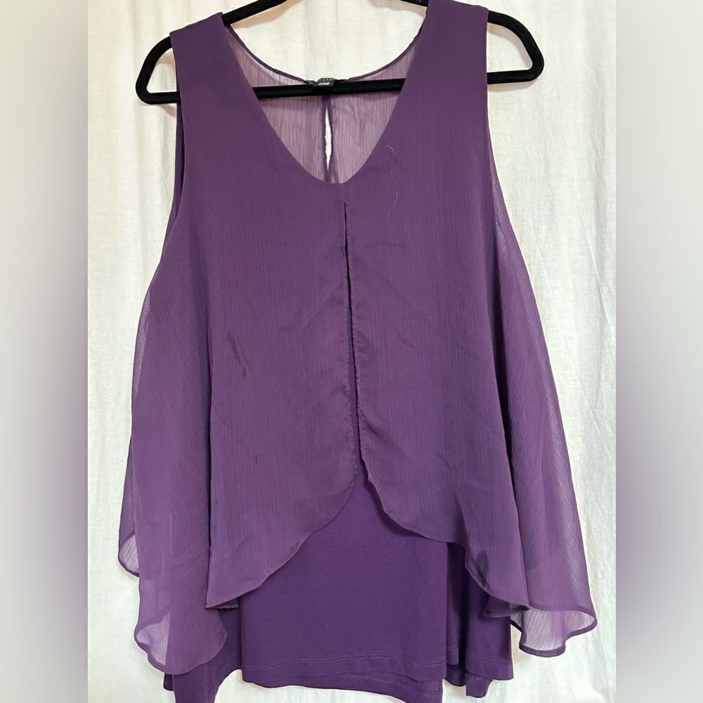 Purple XL tank Metaphor brand silky sheer layered